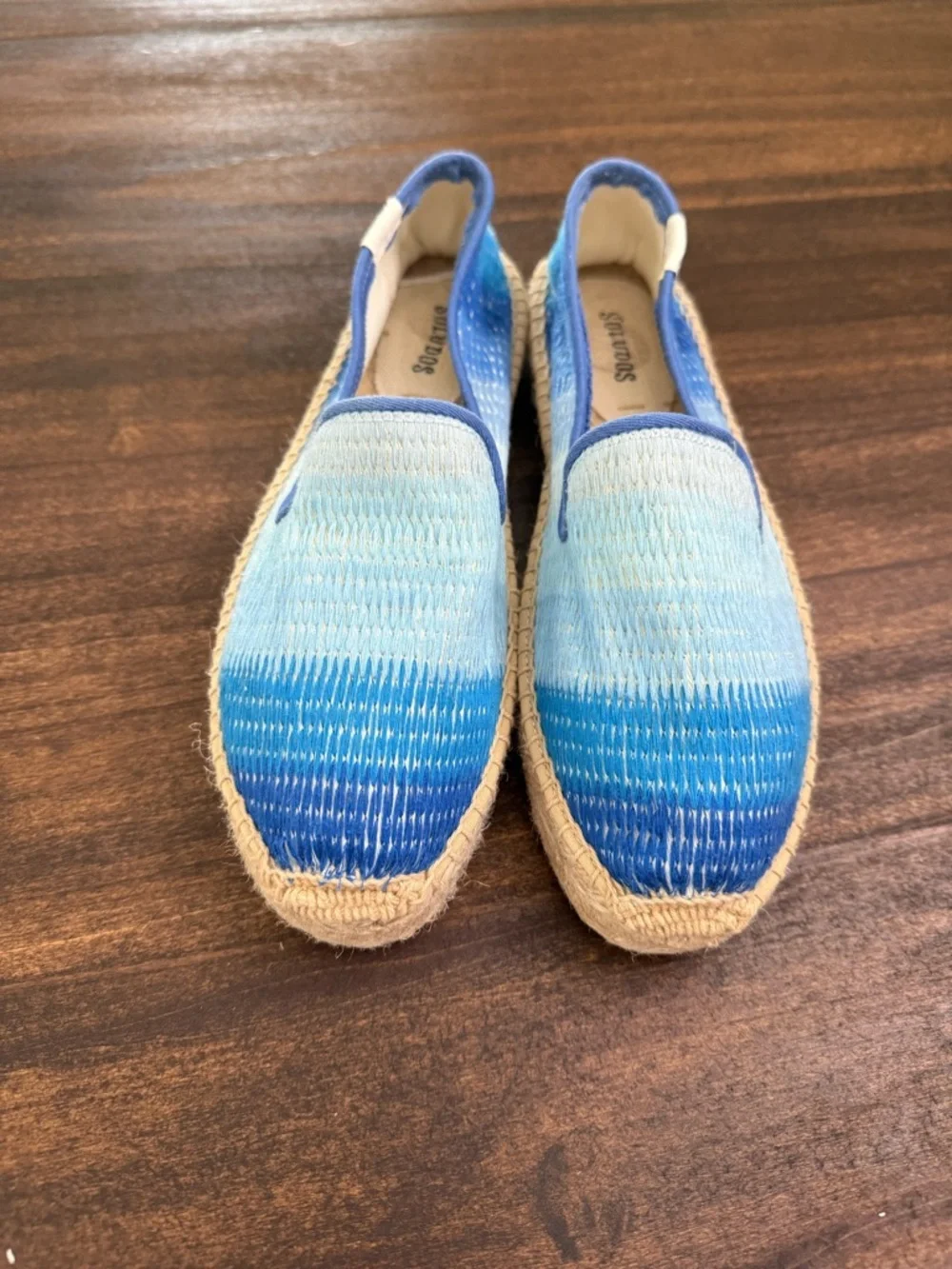 Soludos Women's Espadrille Ombre Stripe Smoking Slippers in blue